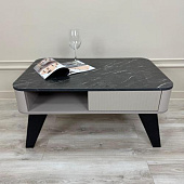 Стол журнальный Фиделия 76.10 (Серый камень/Грей/Мрамор черный)