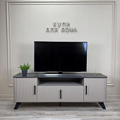 Тумба под ТВ Фиделия 76.05 (Серый камень/Грей/Мрамор черный)