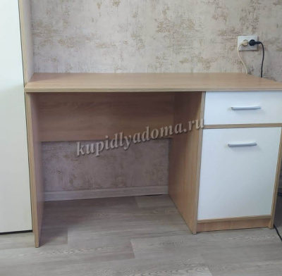 Стол письменный Стелс 110 1 дверка 1 ящик (Дуб сонома/Белый) 