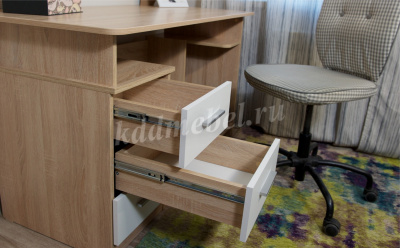 Стол письменный Гарвард 120 3 ящика (Дуб сонома/Белый)