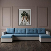 Угловой диван-кровать Амур ДУ комплектация 6 (Романо скай/Романо мокко) РАСПРОДАЖА