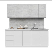 Кухня Лето 2.0 (Белый/Цемент светлый)