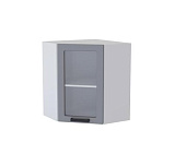 Шкаф верхний угловой со стеклом УВС2 кухня Марбл (Белый/Мята софт)