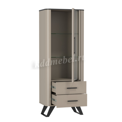 Шкаф-витрина Фиделия 76.02 (Серый камень/Грей/Мрамор черный)