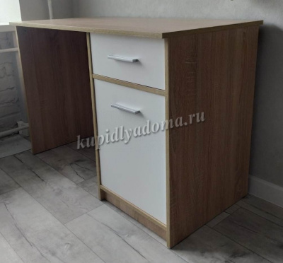 Стол письменный Стелс 110 1 дверка 1 ящик (Дуб сонома/Белый) 