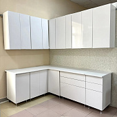 Кухня угловая Техно New 1,6* 2,2  (Белый глянец)