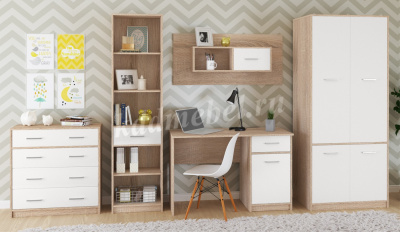 Стол письменный Стелс 110 1 дверка 1 ящик (Дуб сонома/Белый) 