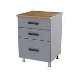 Шкаф нижний глубокий с 3 ящиками Г6РГ3 кухня Марбл без столешницы (Белый/Мята софт) 